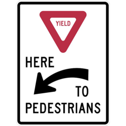 yield here to pedestrians left sign