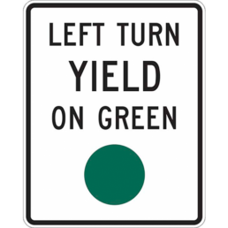 left turn yield on green sign