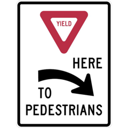 yield here to pedestrians right sign