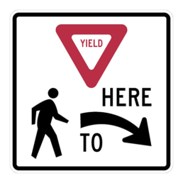 yield to pedestrians 36 by 36 right sign