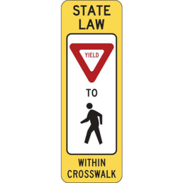 in street pedestrian crossing yield sign