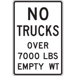 no trucks over lbs empty weight sign