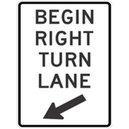 begin right turn lane sign