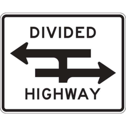 DIVIDED HWY CROSSING T INTERSE sign