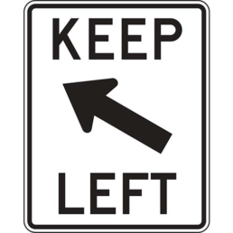 Keep left diagonal up arrow sign