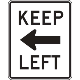 keep left with arrow sign