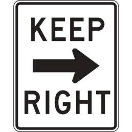 Keep right with arrow sign