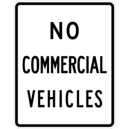 No commercial vehicles sign