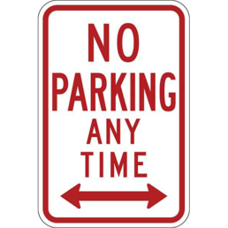 No parking any time double arrow sign