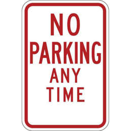 No parking any time no arrow sign