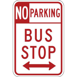 No parking bus stop double arrow sign