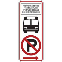 No parking bus stop symbol w logo arrow sign