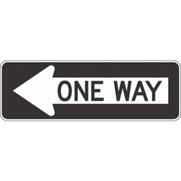 One way inside an arrow left sign