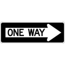 One way inside an arrow right sign