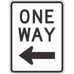 One way with arrow left sign