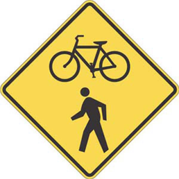 Bicycle pedestrian symbol sign