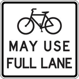 Bicycles may use full lane sign