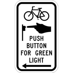 Bicycle push button with arrow sign