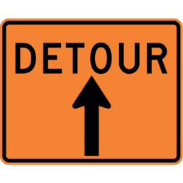 Detour up arrow sign