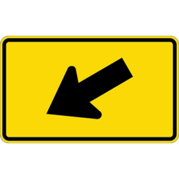 Diagonal downward left arrow yellow sign