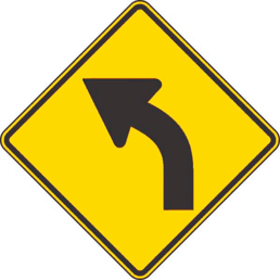 Left curve signal sign