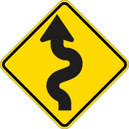 Left winding road signal