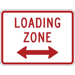 Loading zone with arrow sign