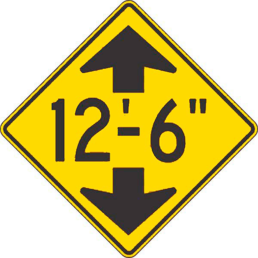 Low clearance feet and inches sign