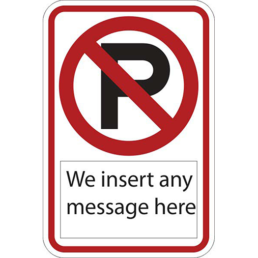 NO PARKING SYMBOL with text sign