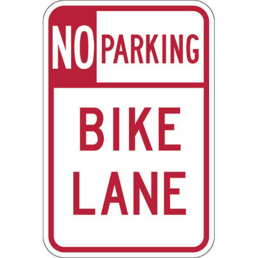 No parking bike lane sign