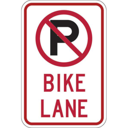 No parking bike lane symbol sign