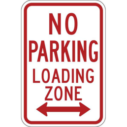 No parking loading zone sign