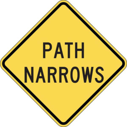 Path narrows sign