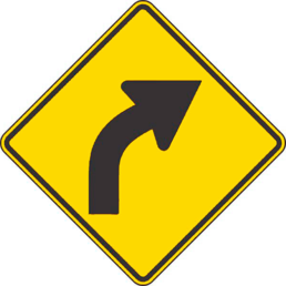 Right curve signal sign