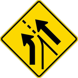 Entering roadway added lane left symbol