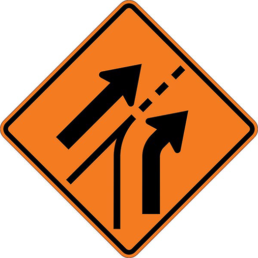 Entering roadway added lane right symbol sign