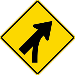 Entering roadway merge right symbol sign