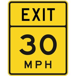 Exit miles per hour sign