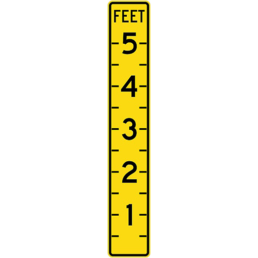 Flood gauge sign