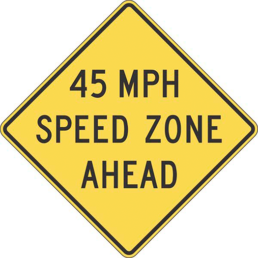 Miles per hour speed zone ahead sign