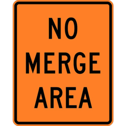 No merge area sign