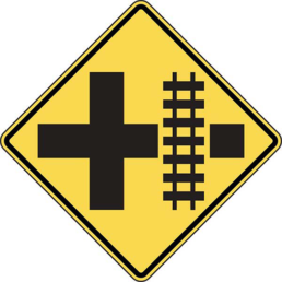 Railroad crossing intersect warning sign