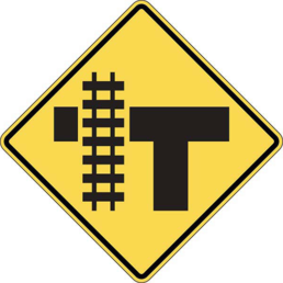 Railroad crossing left sign