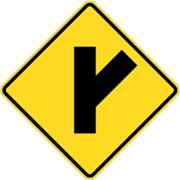 Side road oblique right arrow sign