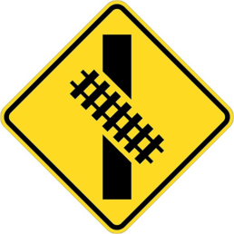 Skewed crossing symbol left sign