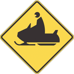 Snowmobile crossing symbol sign