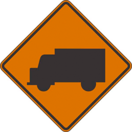 Truck crossing symbol sign orange