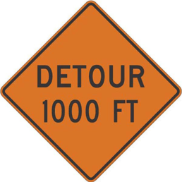 Detour ft miles ahead sign