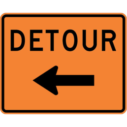 Detour with arrow sign