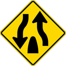 Divided highway ends symbol sign